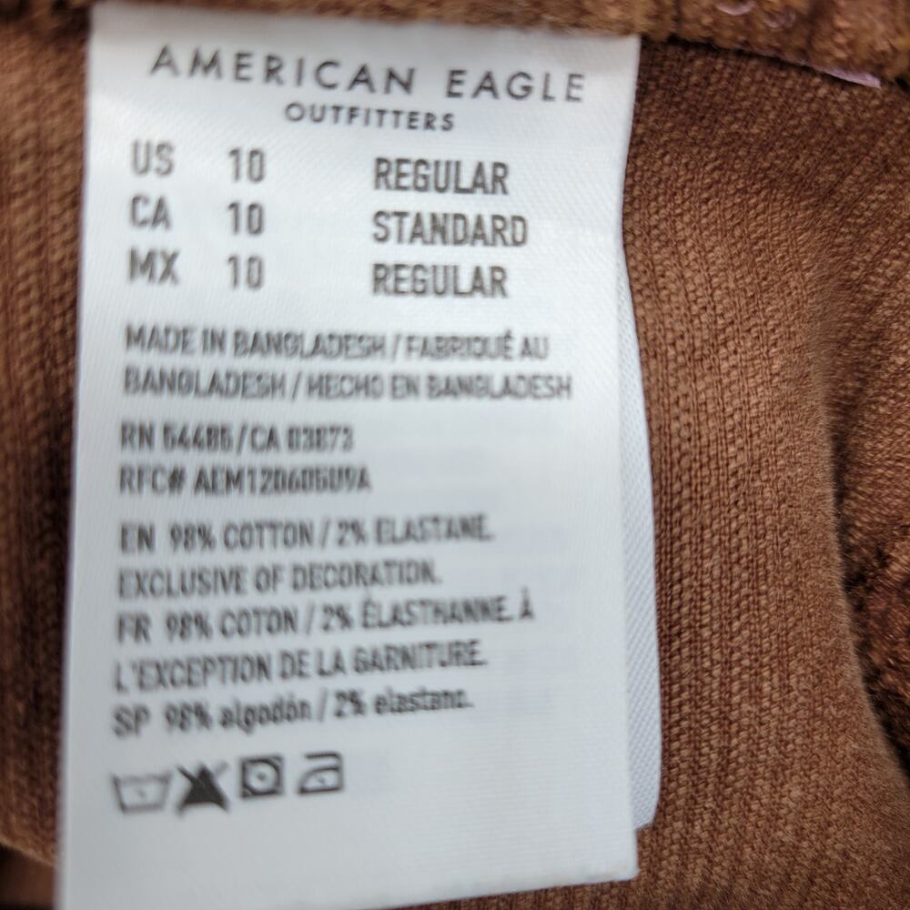 American Eagle Super Hi-Rise Flare Corduroy Pants 10 Brown Patch Pocket 70s Fall - Picture 10 of 10